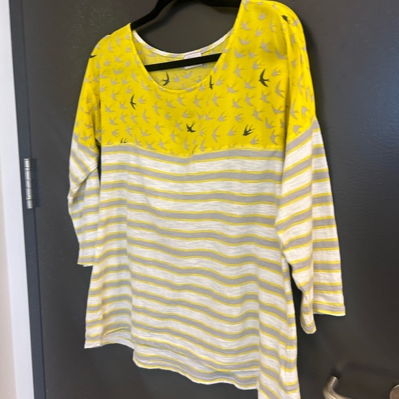 Postmark (Anthropologie) M bird pattern bright blouse barely used (under 5) - Picture 12 of 14
